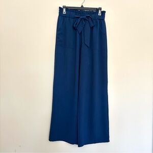 Iwollence Women’s High Rise Tie-Waist Wide Leg Navy Blue Pants